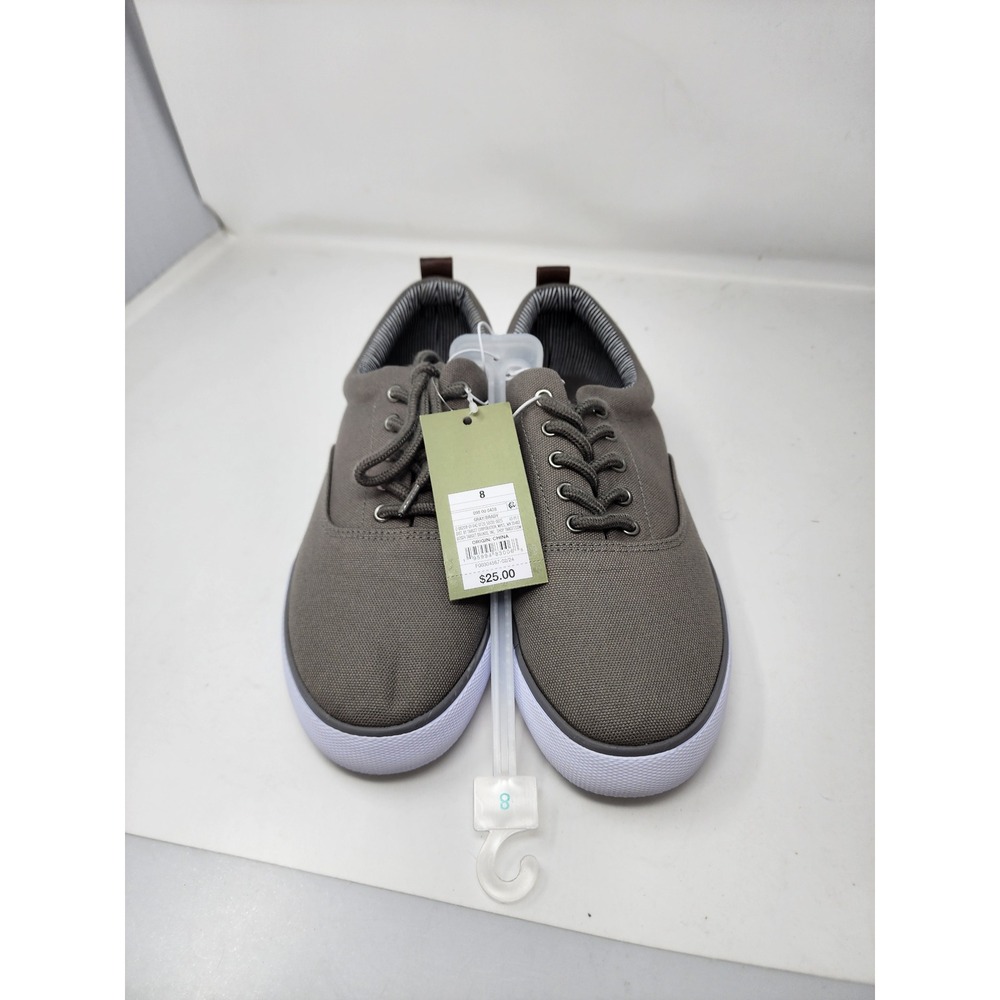 Goodfellow & Co Mens Brady Low Top Sneakers Gray Canvas Casual Shoes Size 8